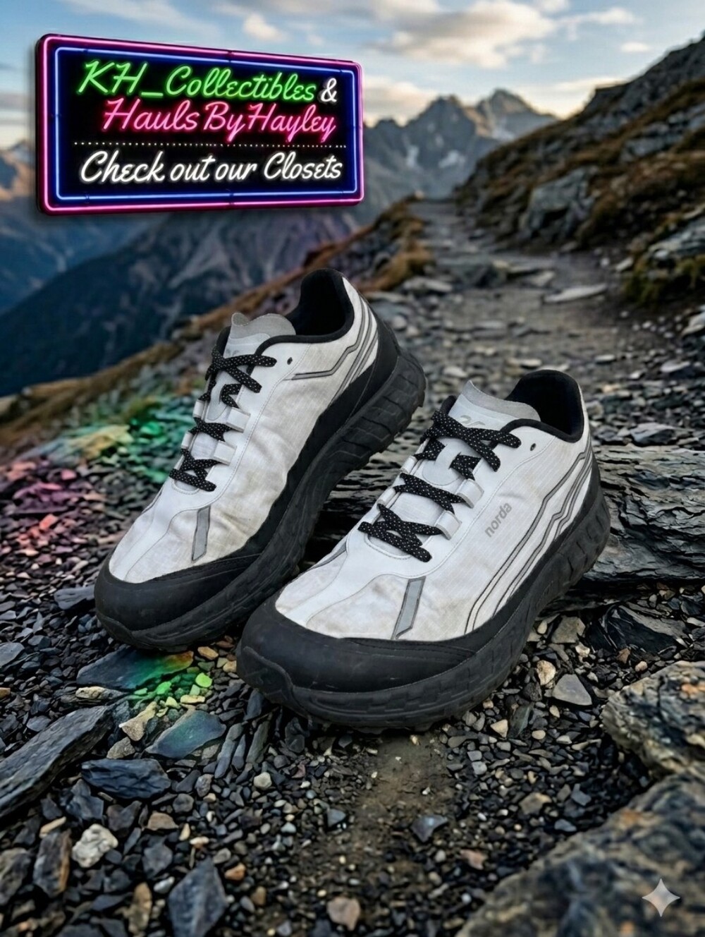 Norda 002 Summit White Black Trail Running Shoes Dyneema Men’s 8.5 / W 10